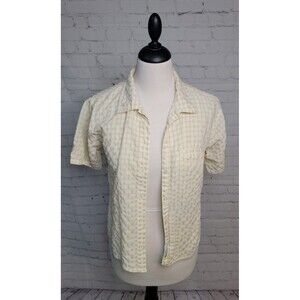 Sportip USA for Women Button Down Golf Shirt size Med Made in USA Yellow & White